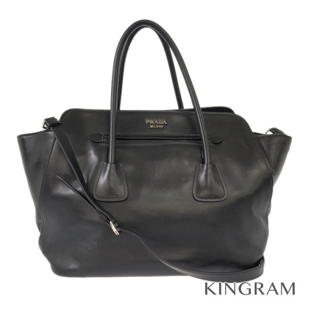Prada shoulder bag black soft calfskin tote rki